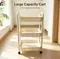 3-Tier Wide Warm White Cart with Hooks & Casters