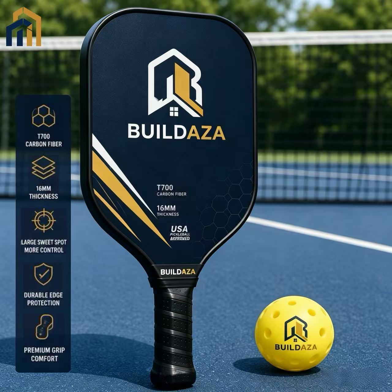 BUILDAZA T700 Carbon Fiber Pickleball Paddle  USAPA Approved Pickleball Racket