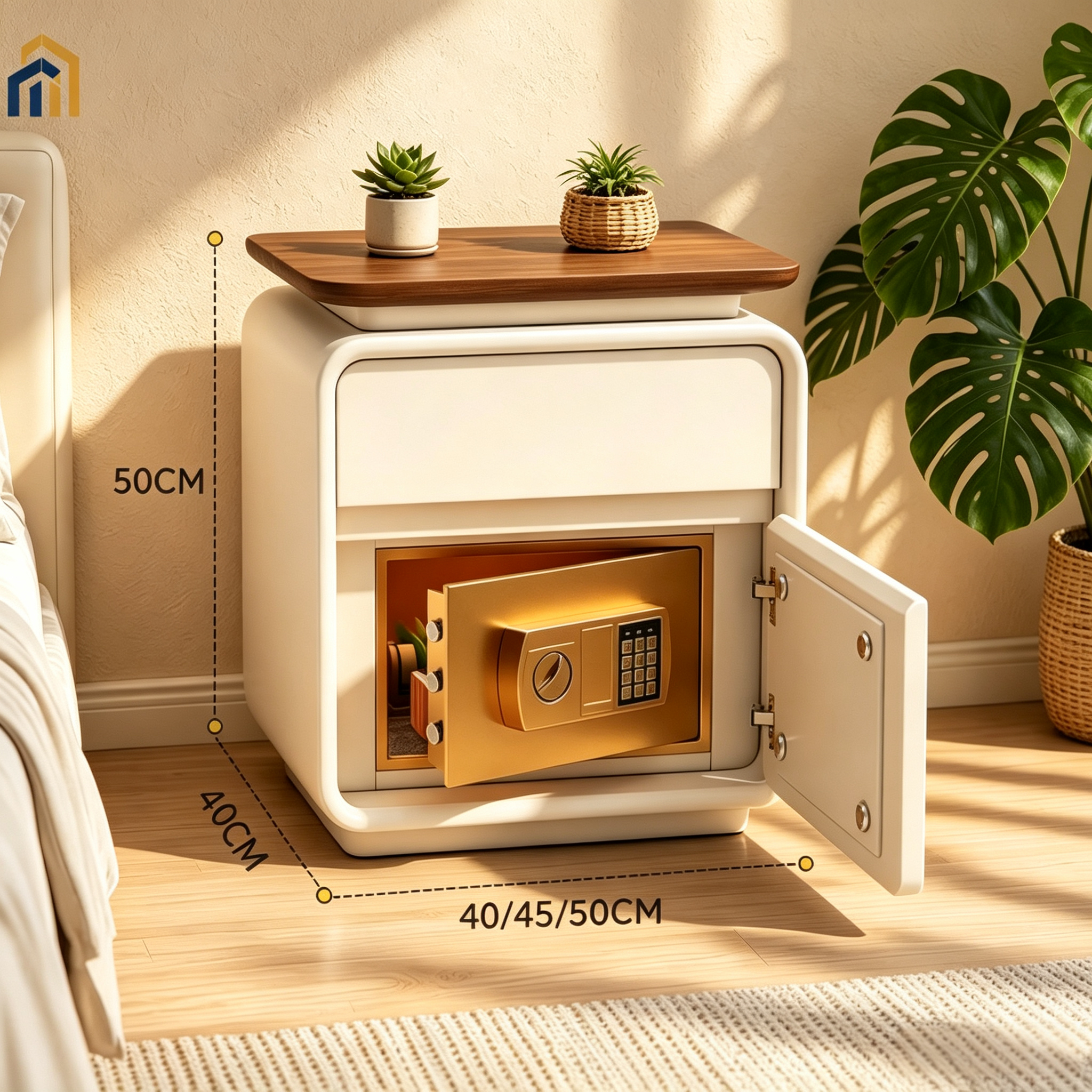 Nightstand with Built‑in All‑steel Safe