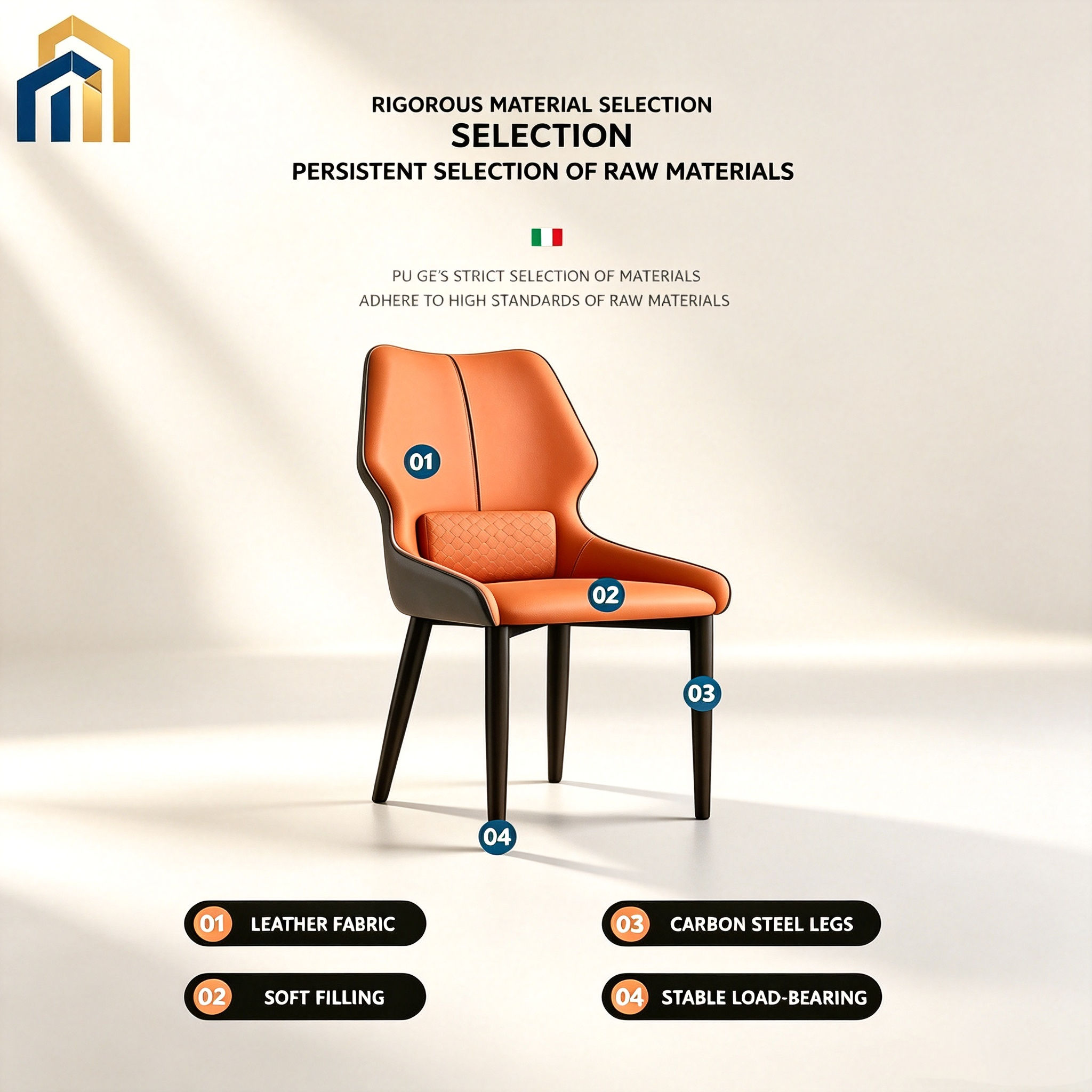 Modern Cat‑Scratch‑Resistant PU Leather Dining Chair