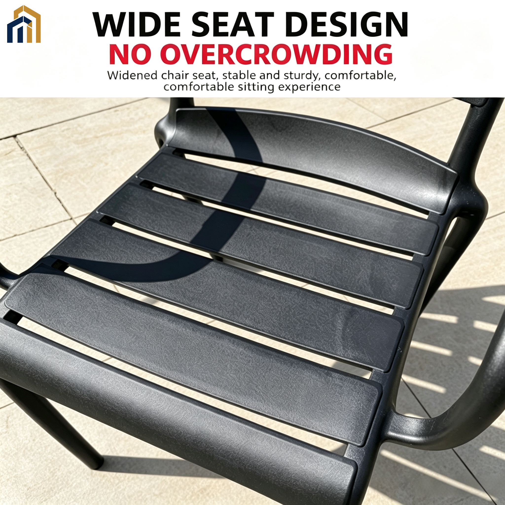 Outdoor Patio Dining Set, Sintered Slate Tabletop & PP Chairs