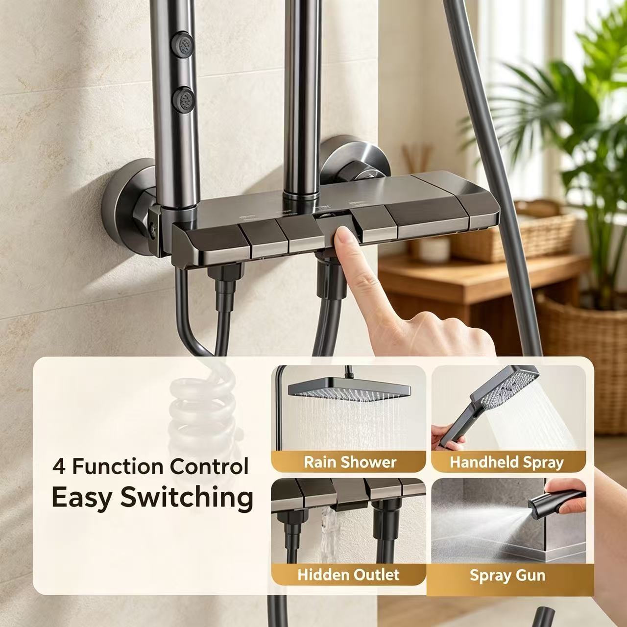 Piano Key 4-Function Shower Set