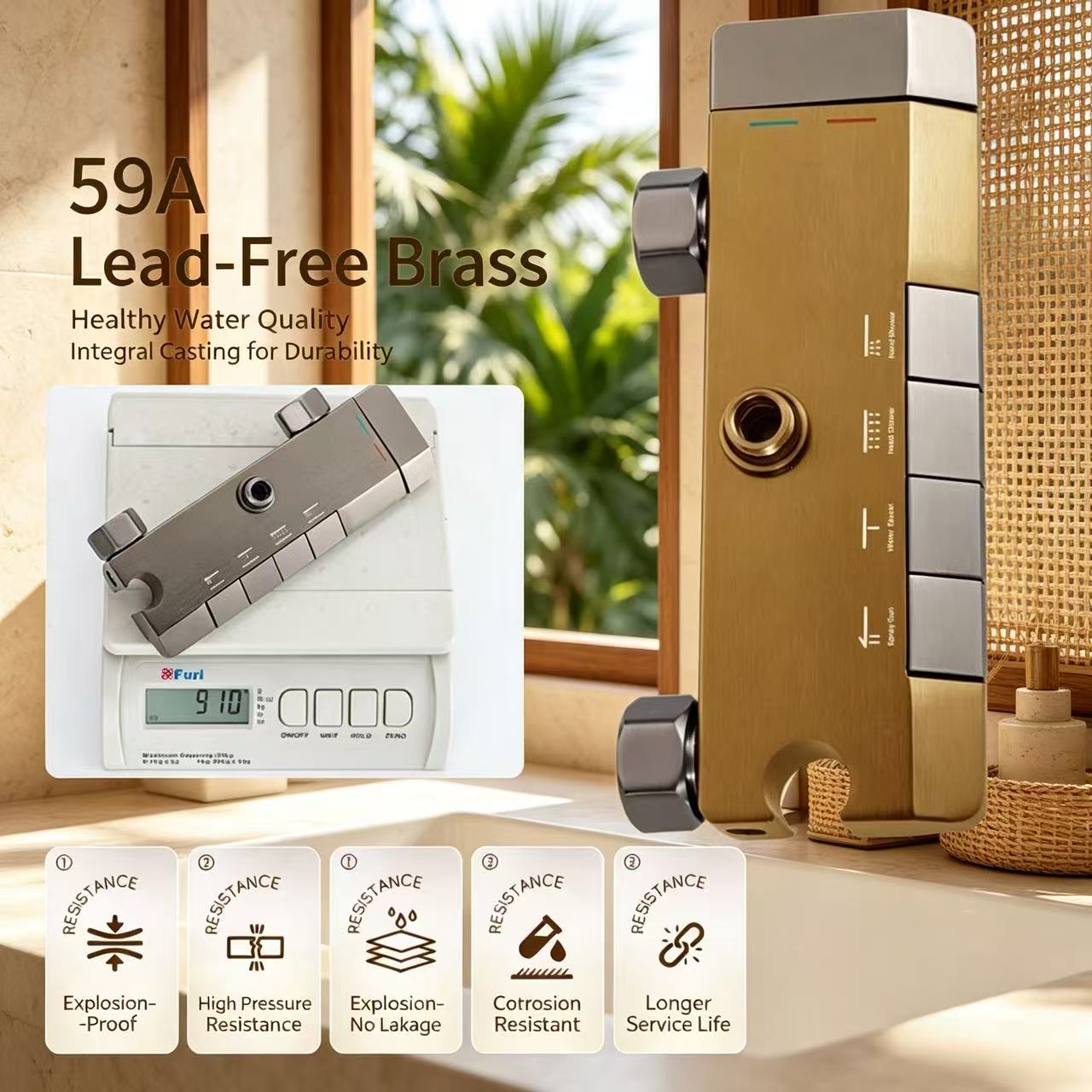 Piano Key 4-Function Shower Set