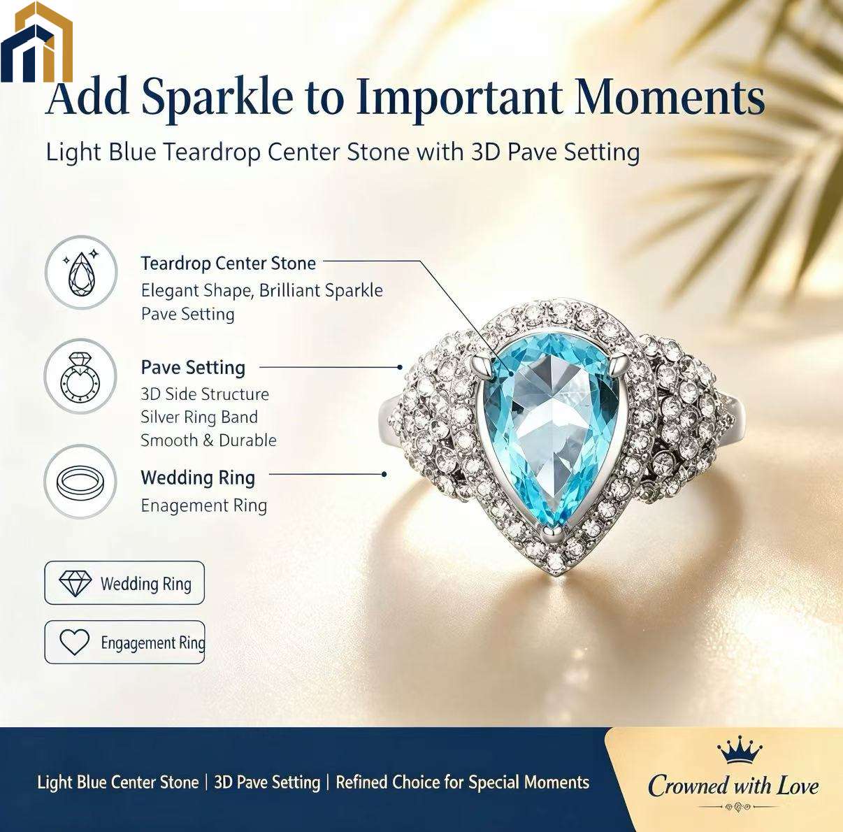 【Special Offer Product】Blue Pear Cut Zircon Ring