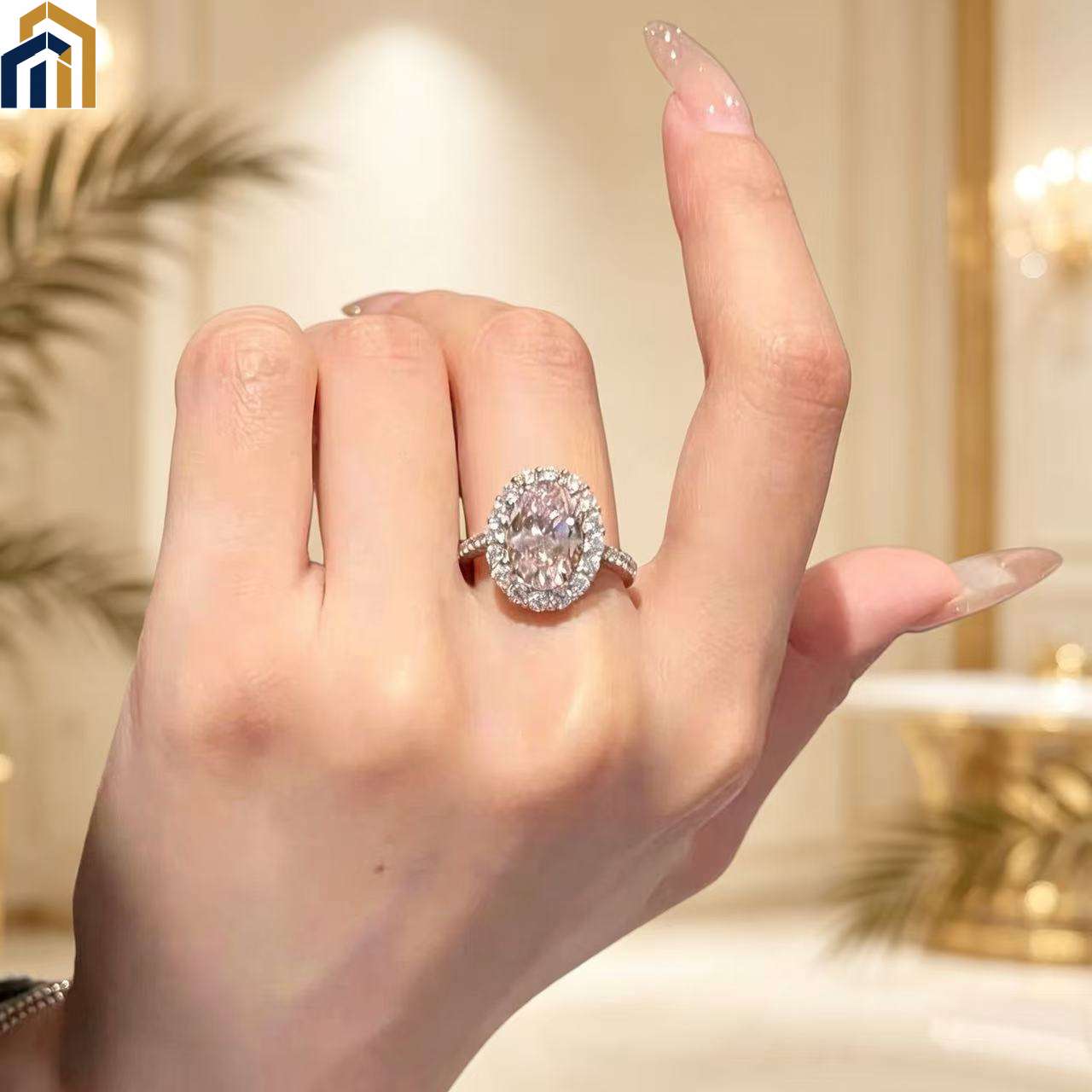【Special Offer Product】Pink Sweet Oval Halo Ring