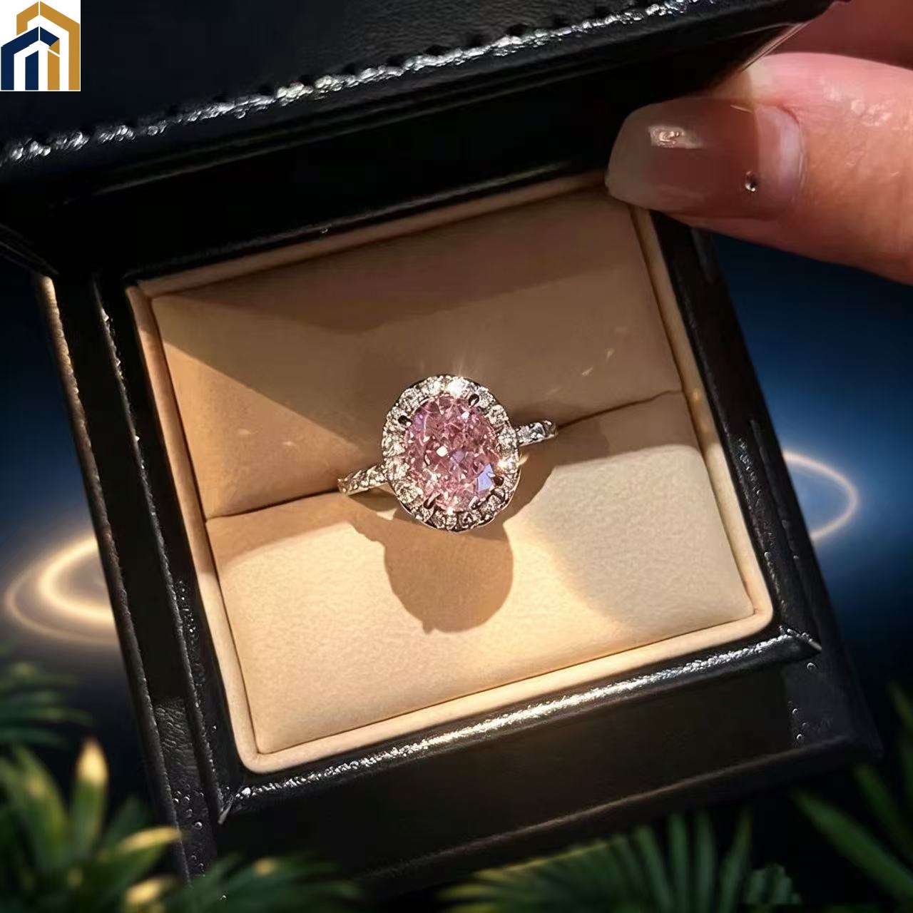 【Special Offer Product】Pink Sweet Oval Halo Ring