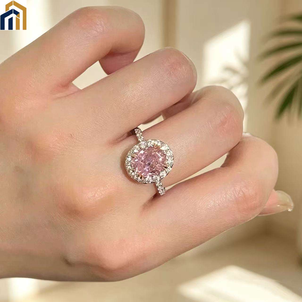 【Special Offer Product】Pink Sweet Oval Halo Ring