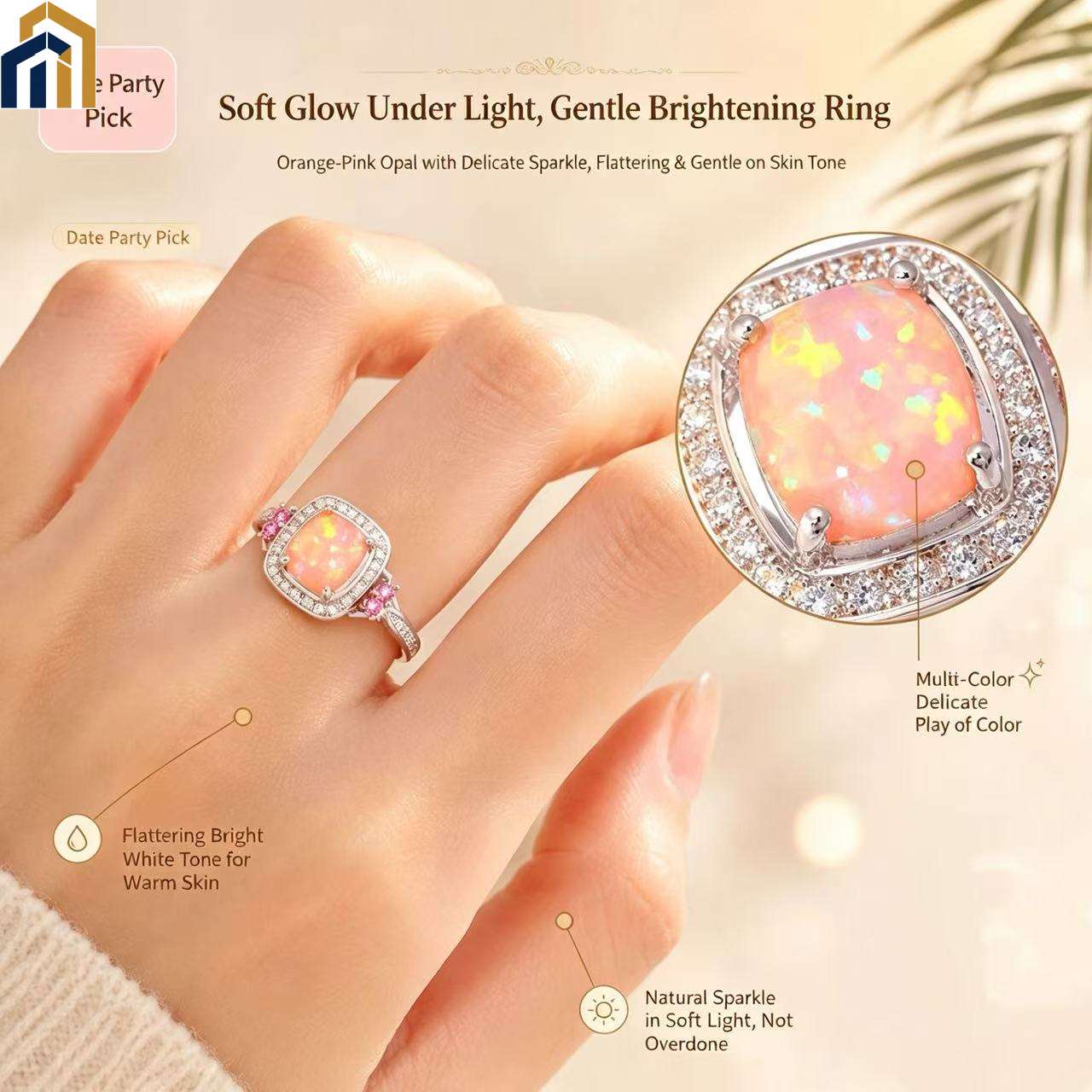 【Special Offer Product】Orange Pink Color-changing Opal Ring