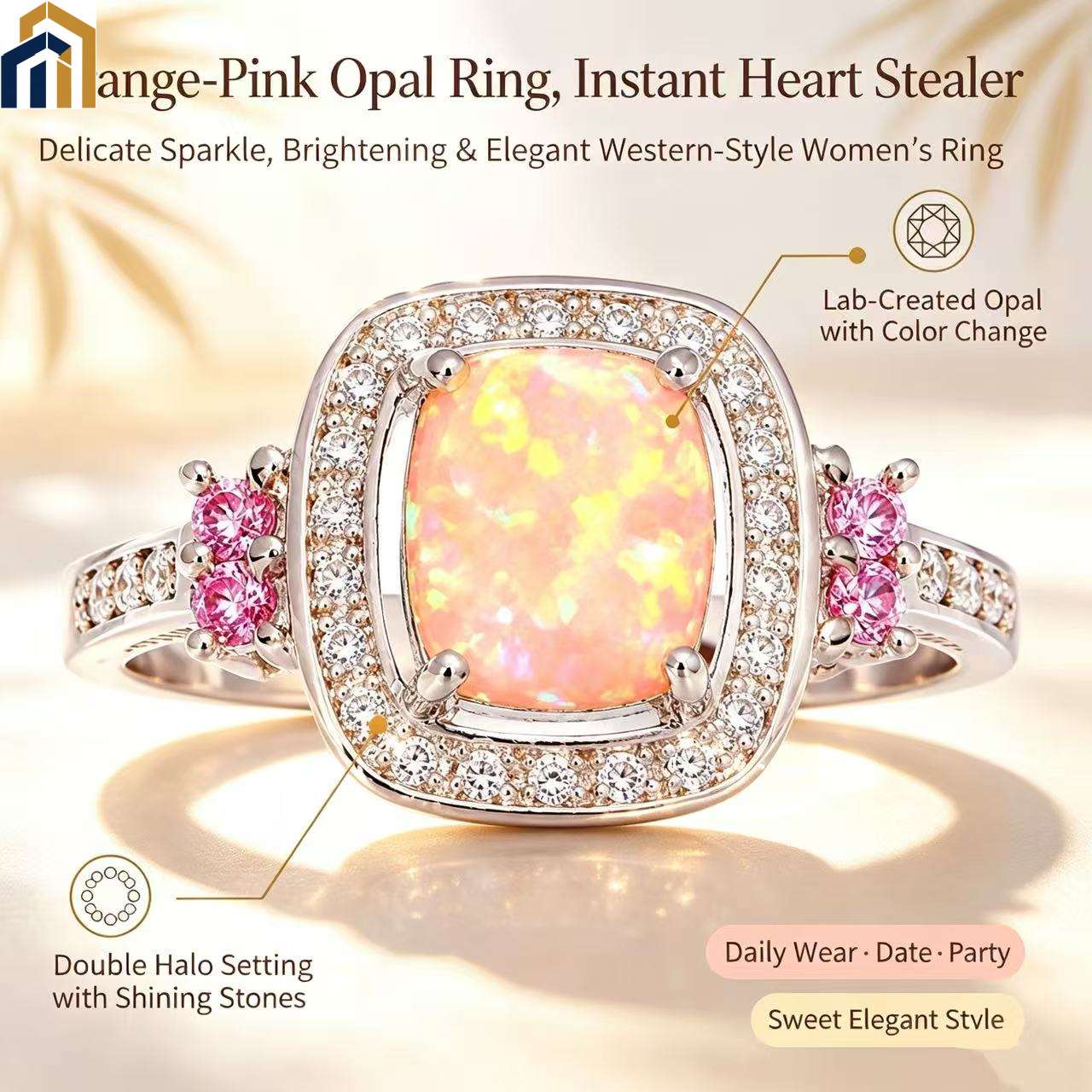 【Special Offer Product】Orange Pink Color-changing Opal Ring