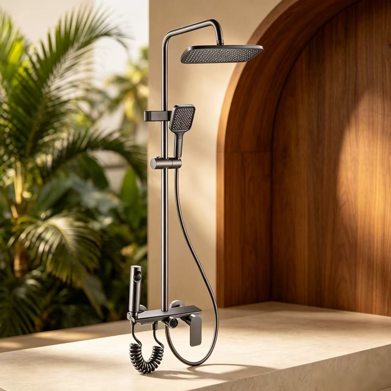 Gunmetal Four-Function Shower System