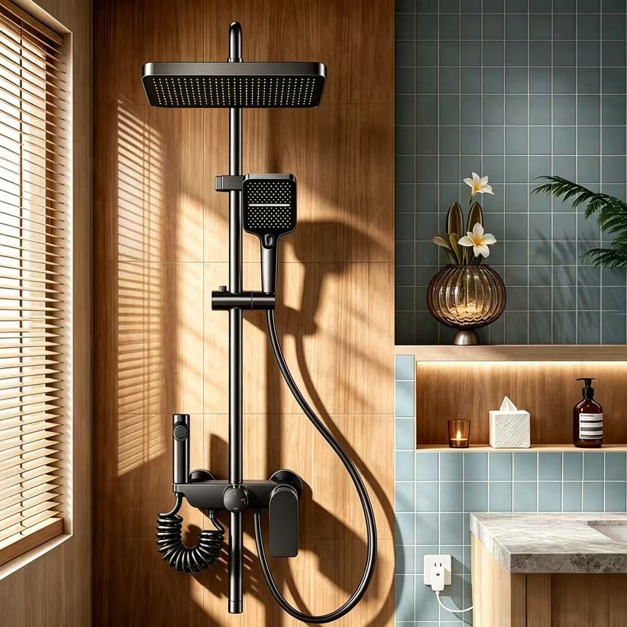 Gunmetal Four-Function Shower System