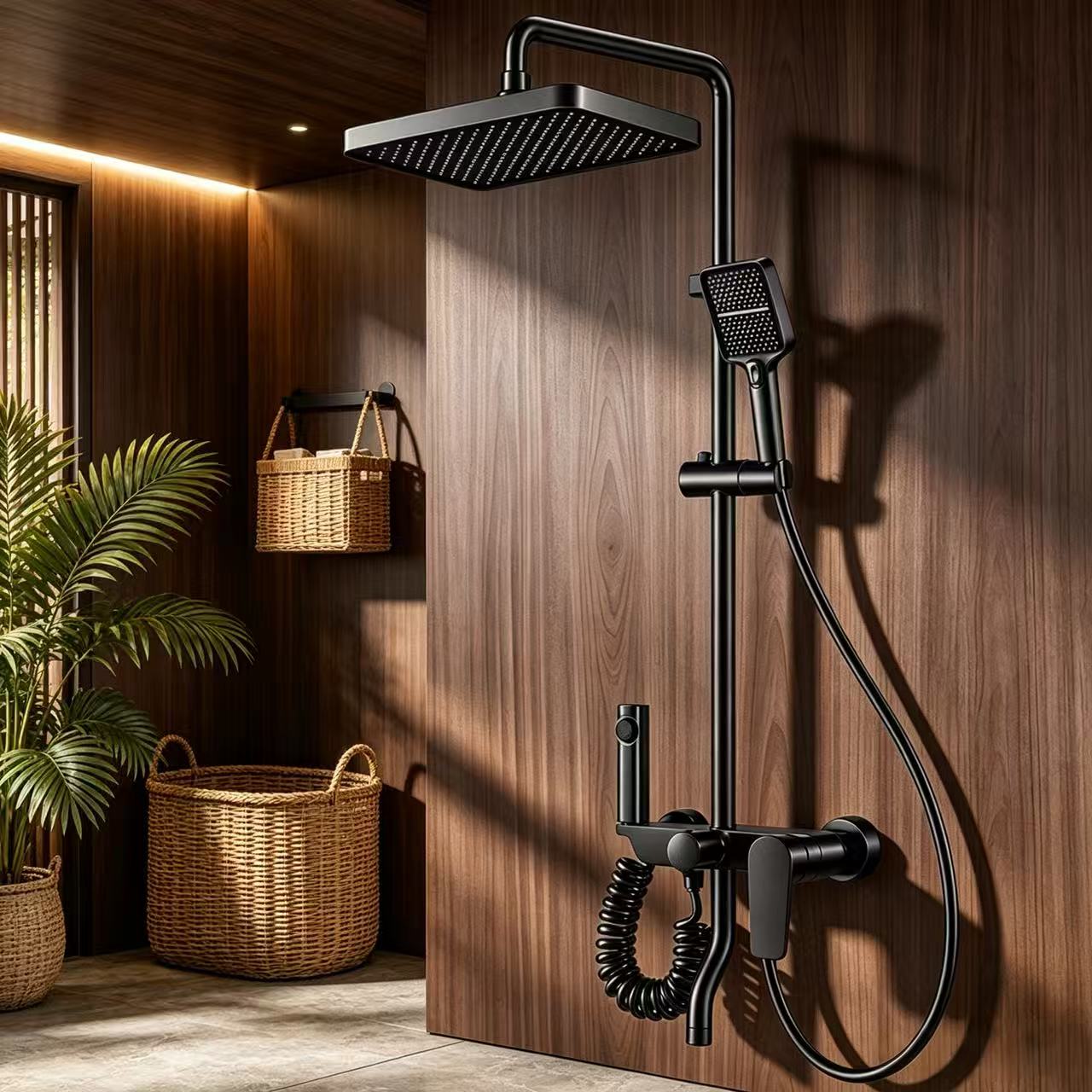 Gunmetal Four-Function Shower System