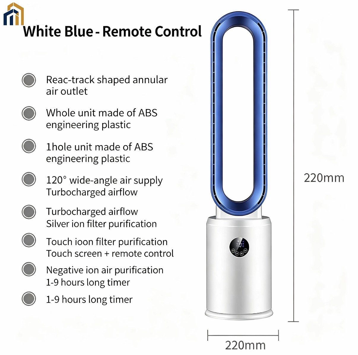 Remote Control Bladeless Tower Fan