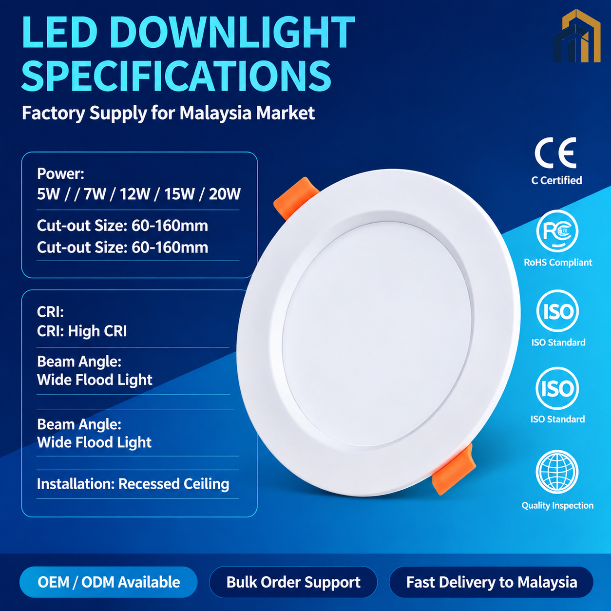 3CCT Recessed LED Downlight 5‑18W High CRI Ceiling Lamp