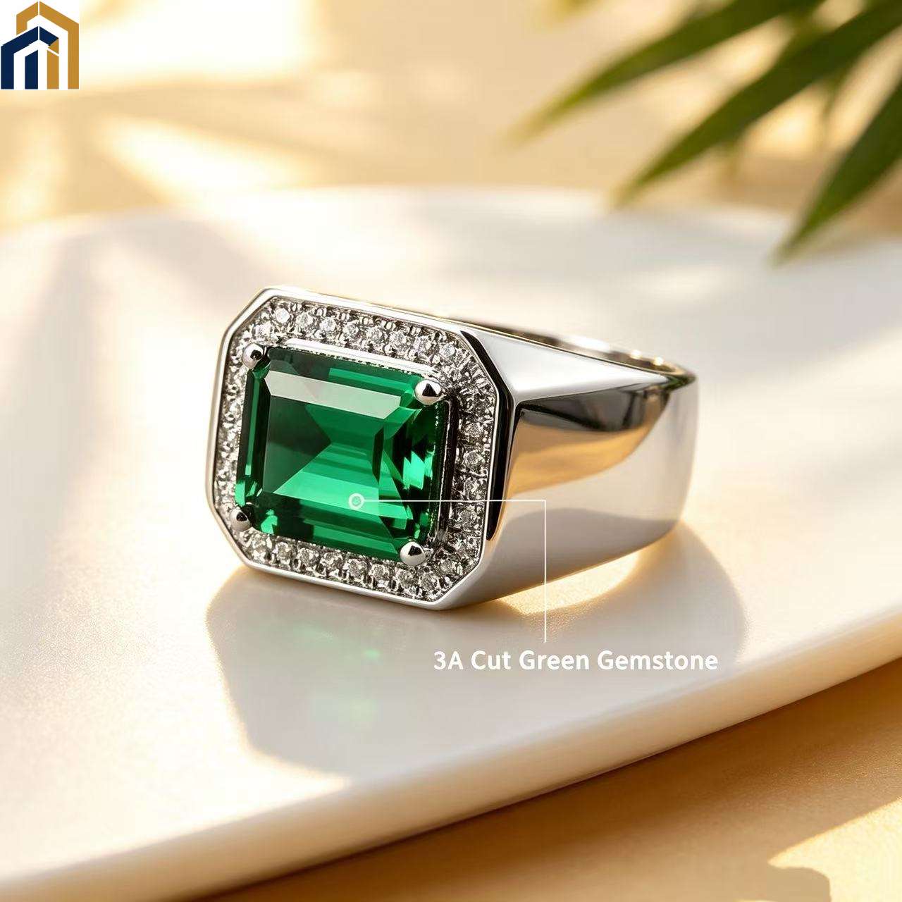 【Special Offer Product】Men's Square Green Zircon Ring