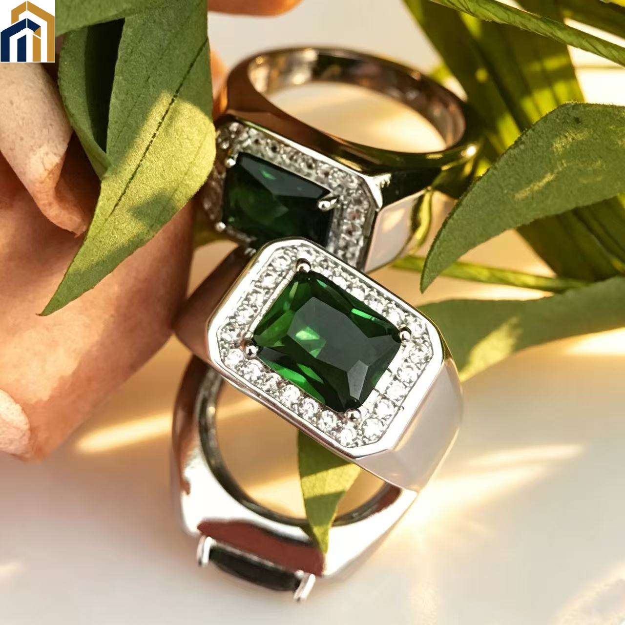 【Special Offer Product】Men's Square Green Zircon Ring