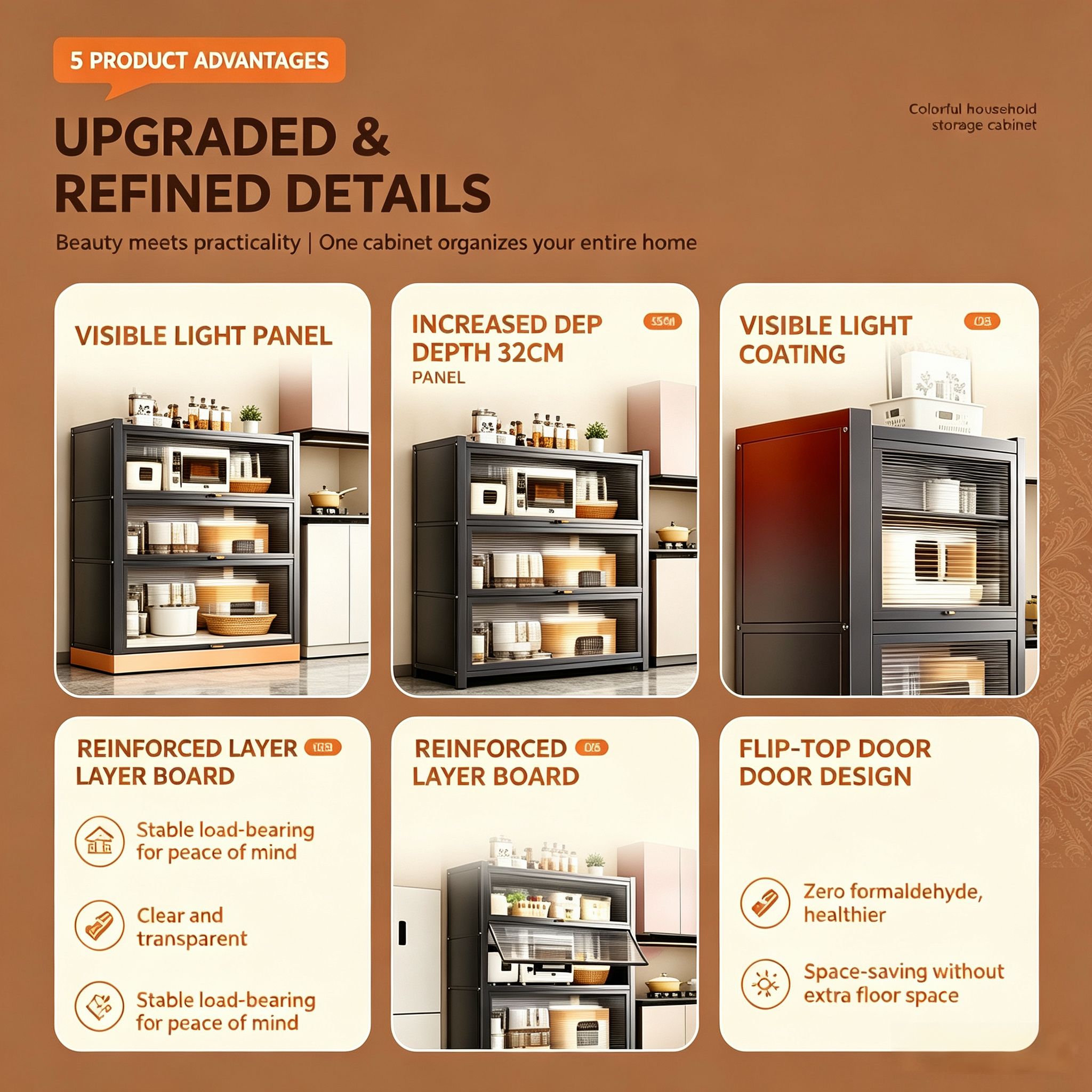 Carbon Steel  Storage Cabinet, Flip-up Door Pantry Cabinet
