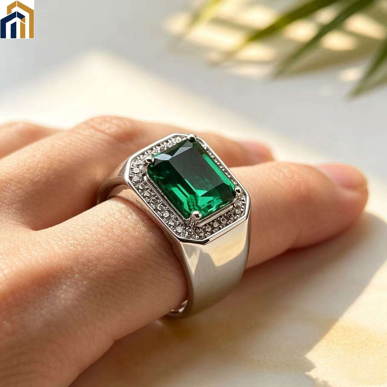 【Special Offer Product】Men's Square Green Zircon Ring