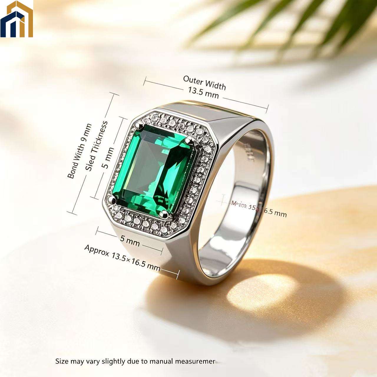 【Special Offer Product】Men's Square Green Zircon Ring