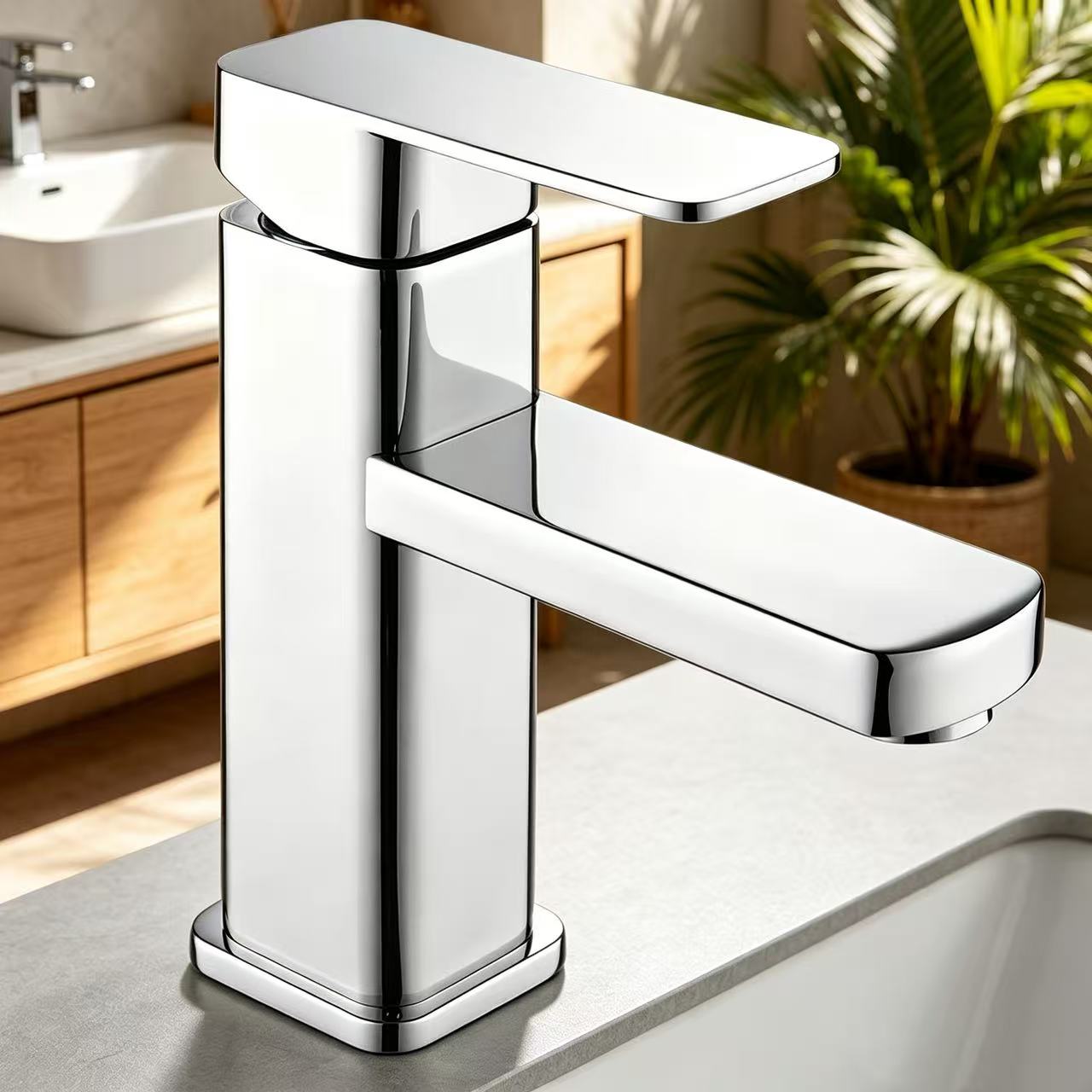 Square Modern Hot & Cold Basin Faucet
