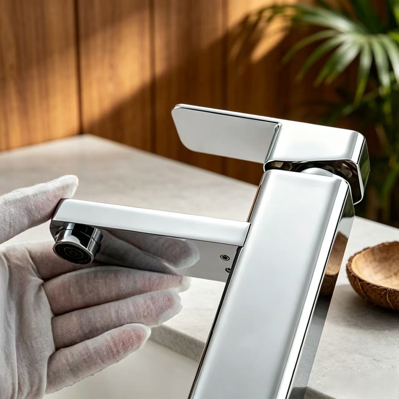 Square Modern Hot & Cold Basin Faucet
