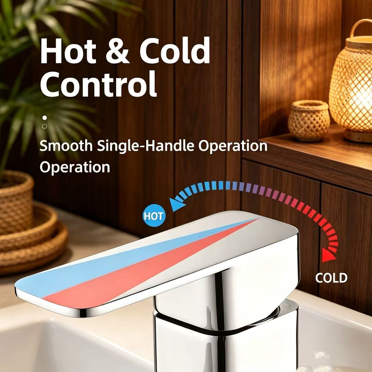 Square Modern Hot & Cold Basin Faucet