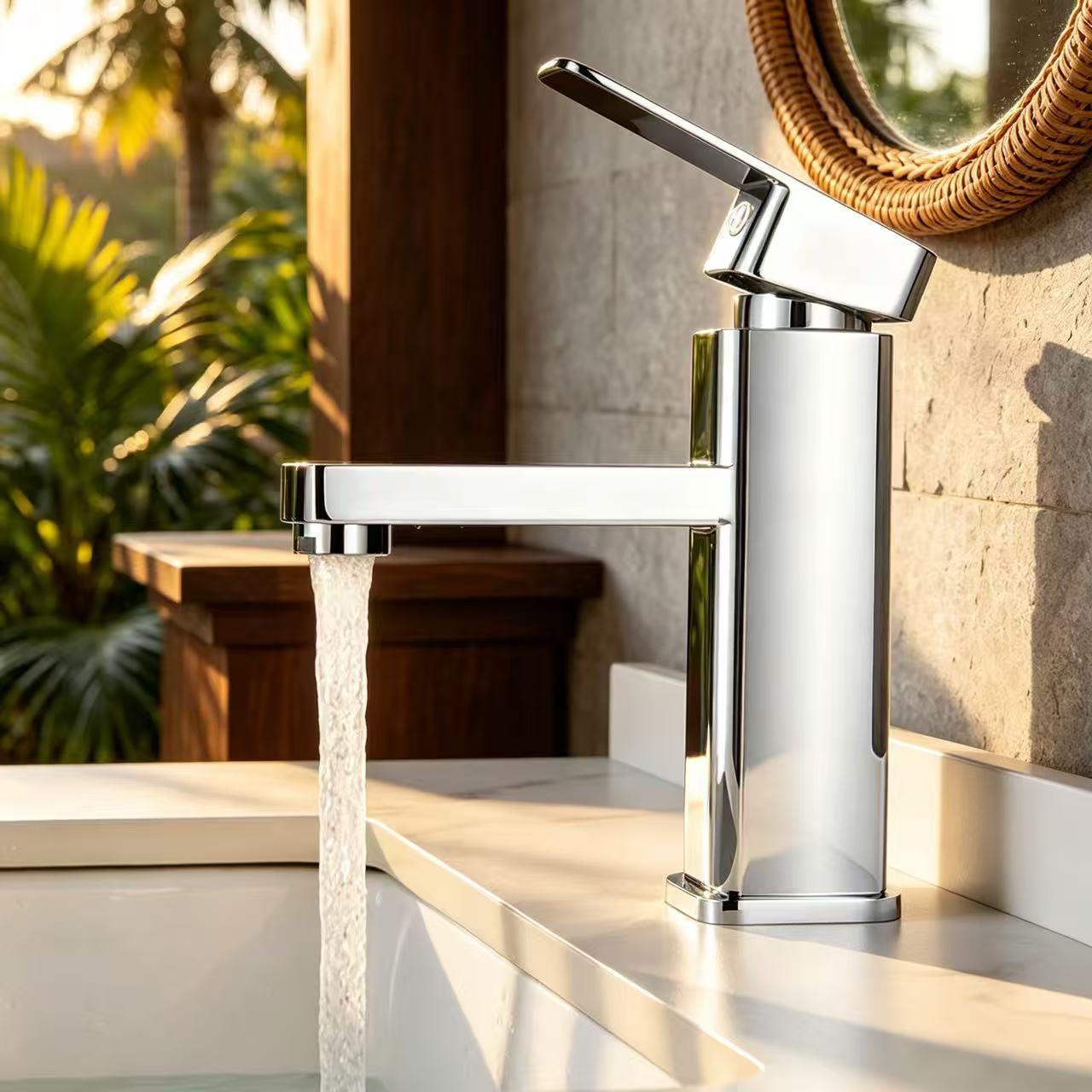 Square Modern Hot & Cold Basin Faucet
