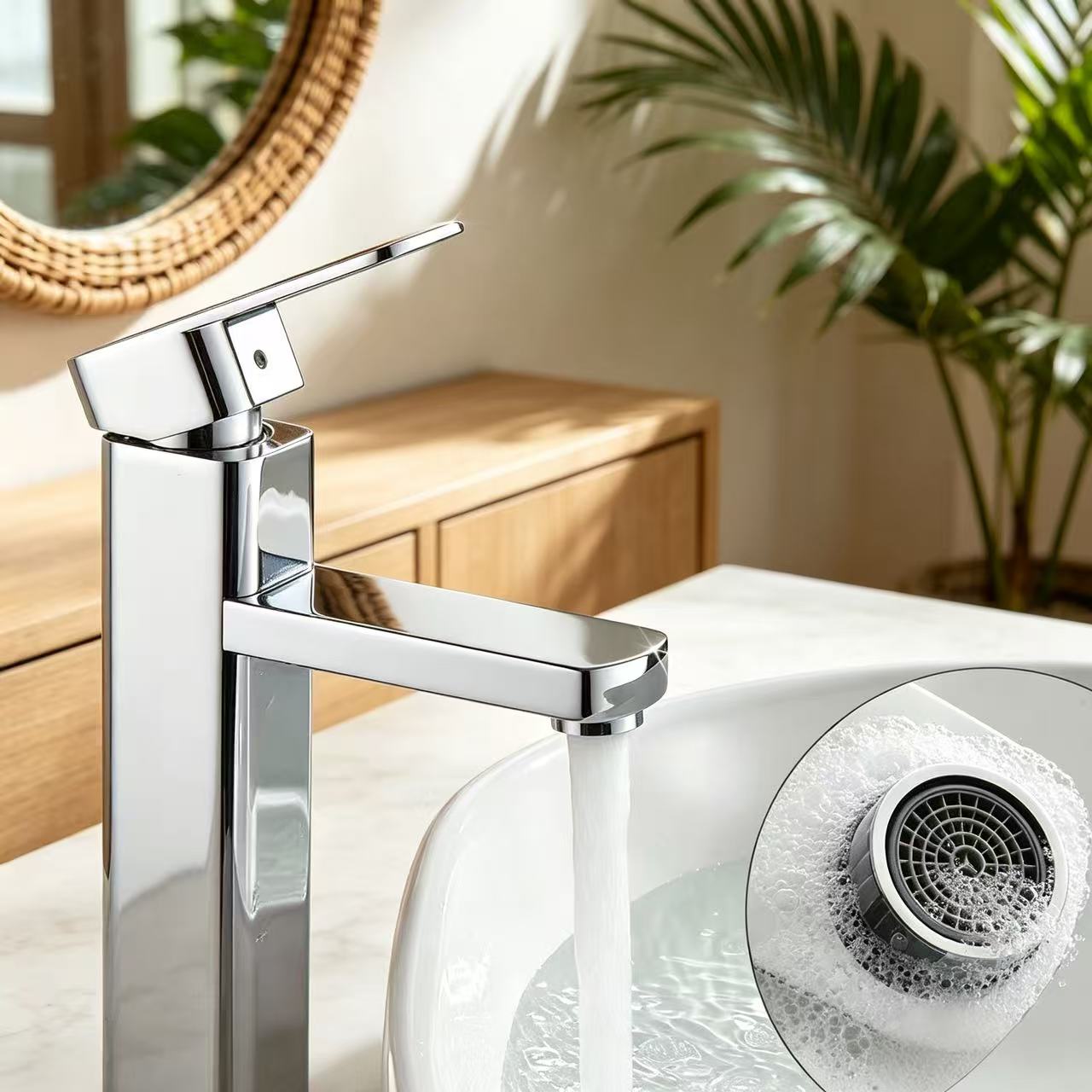Square Modern Hot & Cold Basin Faucet