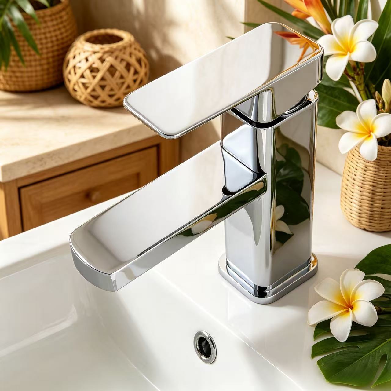 Square Modern Hot & Cold Basin Faucet
