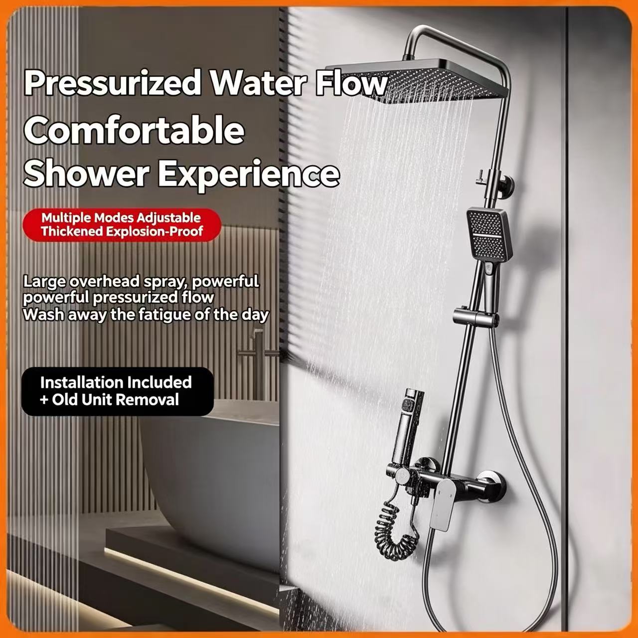 Gun Grey 4-Function Knob Shower System
