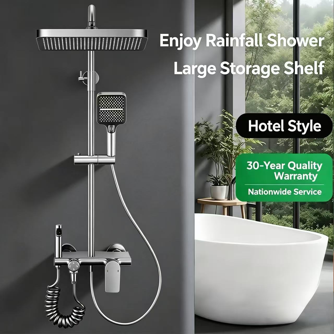 Gun Grey 4-Function Knob Shower System