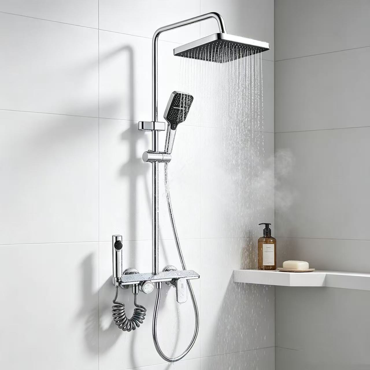 Gun Grey 4-Function Knob Shower System