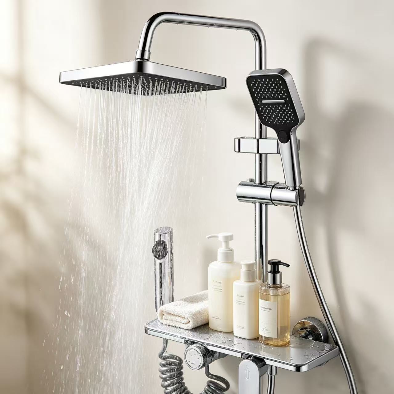 Gun Grey 4-Function Knob Shower System