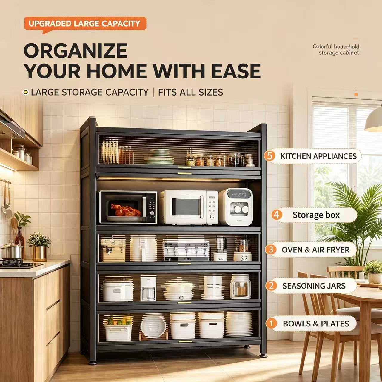 Carbon Steel  Storage Cabinet, Flip-up Door Pantry Cabinet