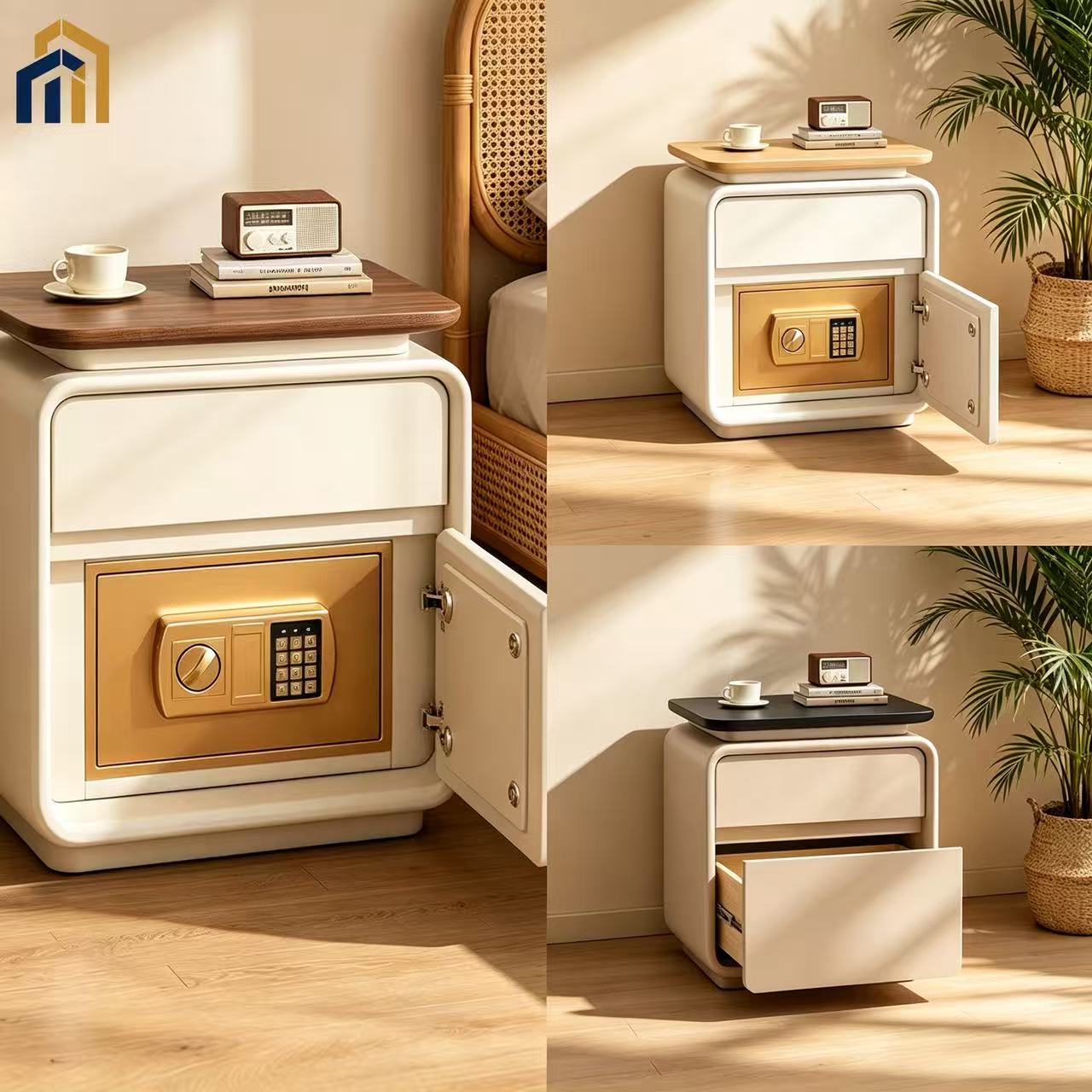 Nightstand with Built‑in All‑steel Safe