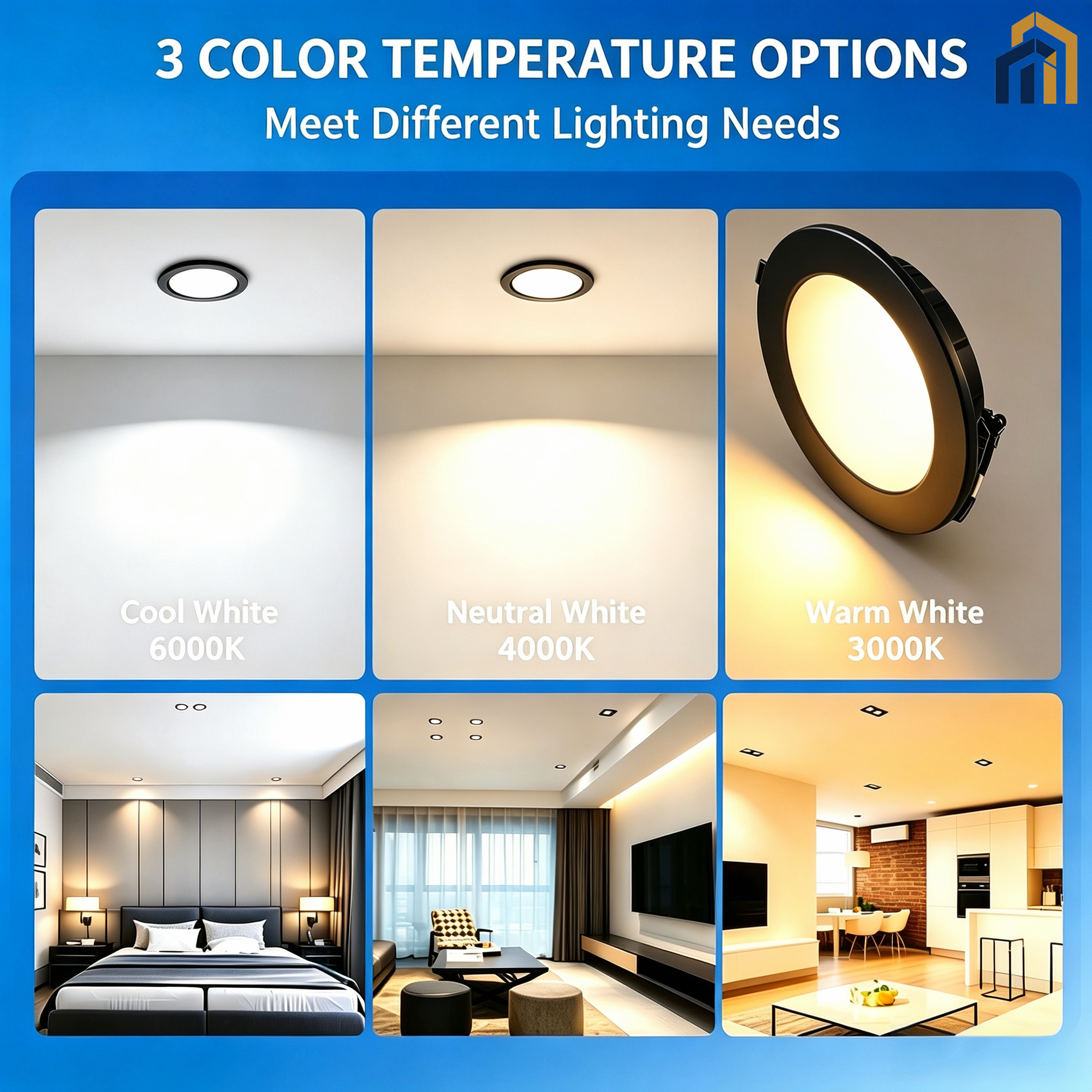 3CCT Recessed LED Downlight 5‑18W High CRI Ceiling Lamp