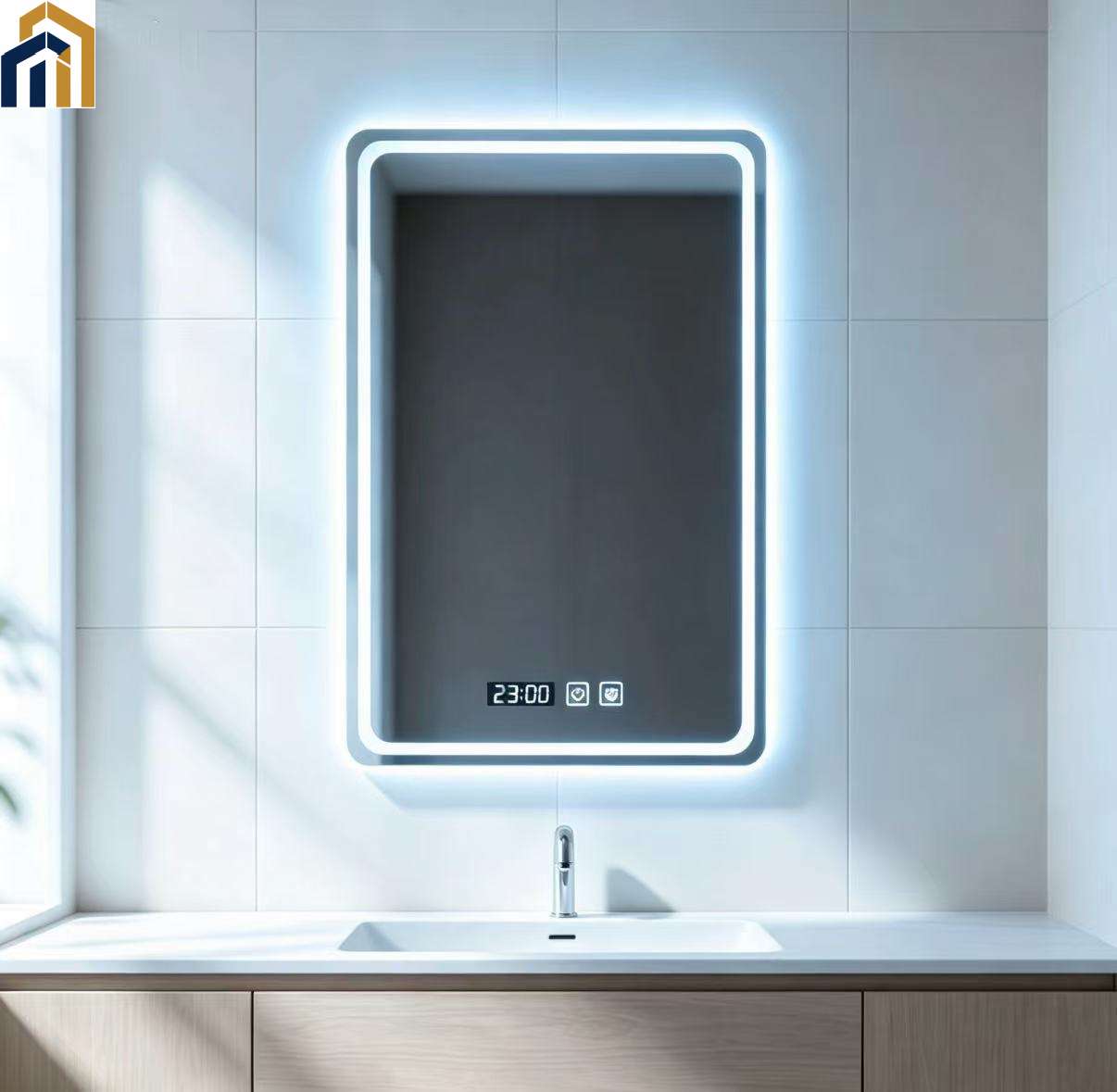 Smart LED anti-fog bathroom mirror