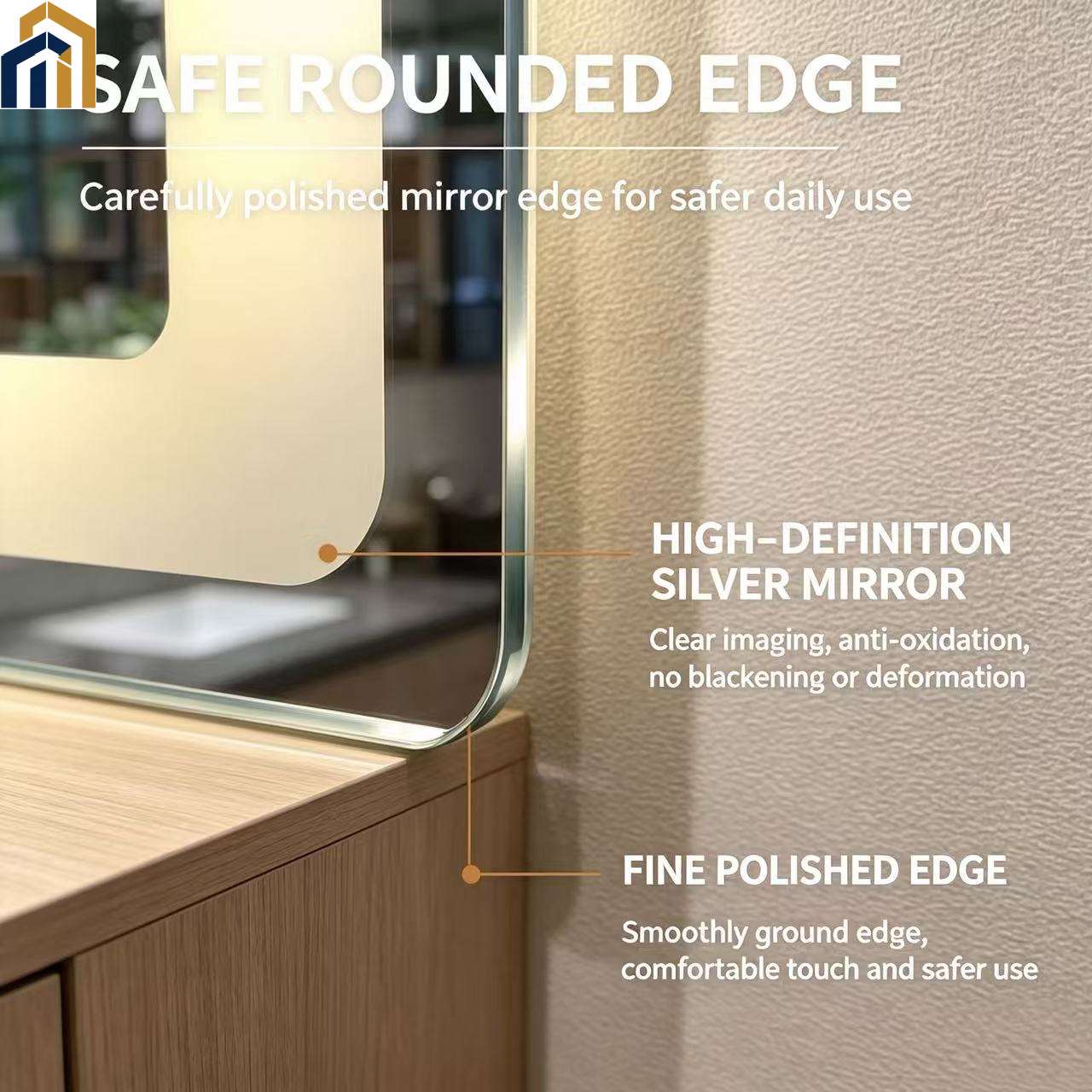 Smart LED anti-fog bathroom mirror