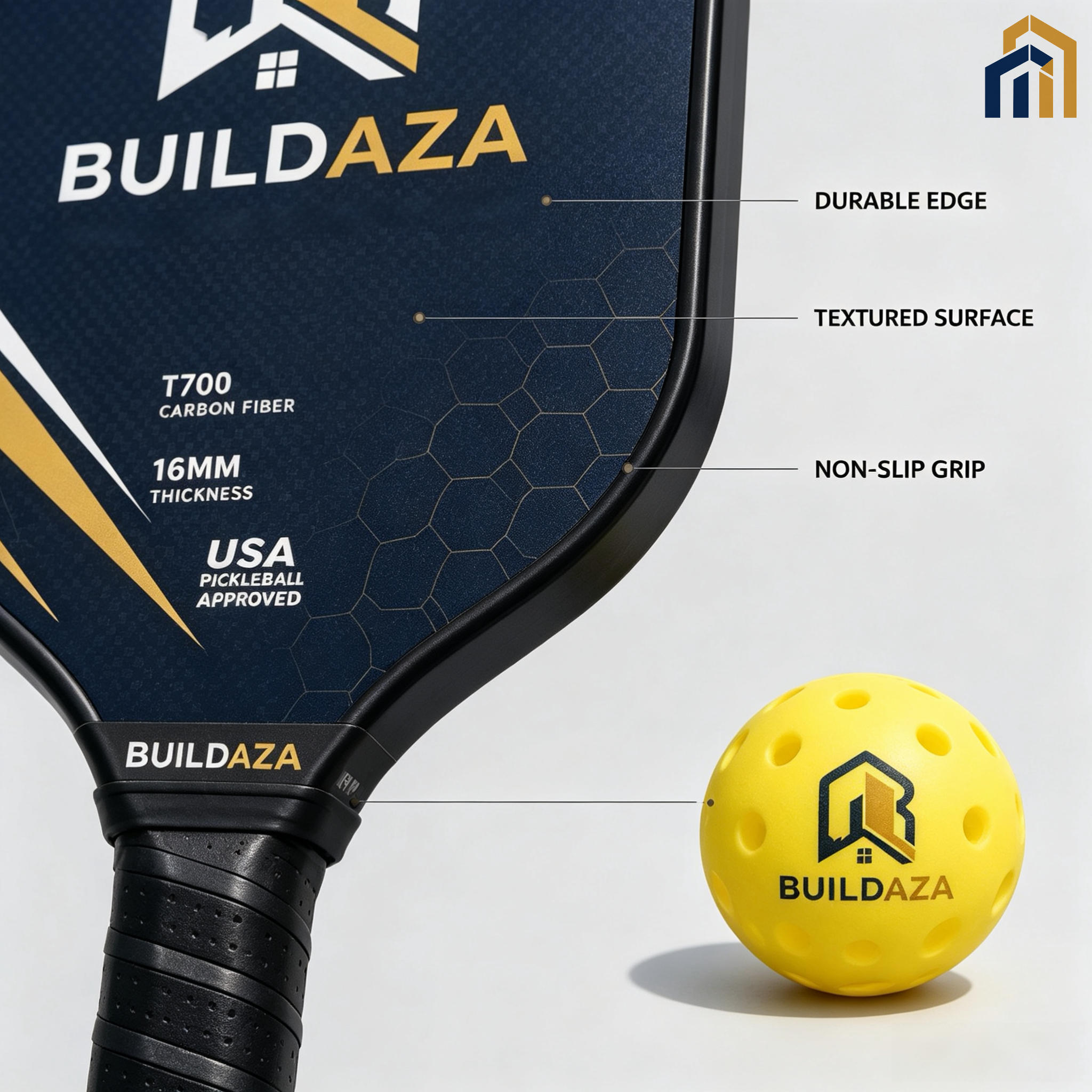 BUILDAZA T700 Carbon Fiber Pickleball Paddle  USAPA Approved Pickleball Racket
