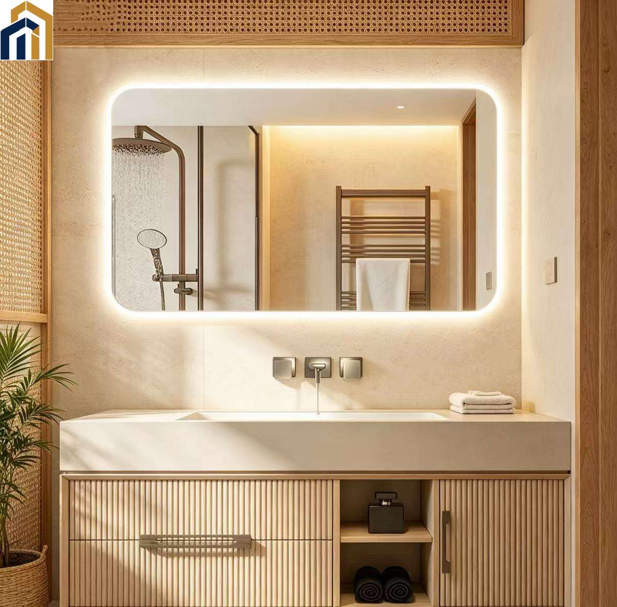 Smart LED anti-fog bathroom mirror