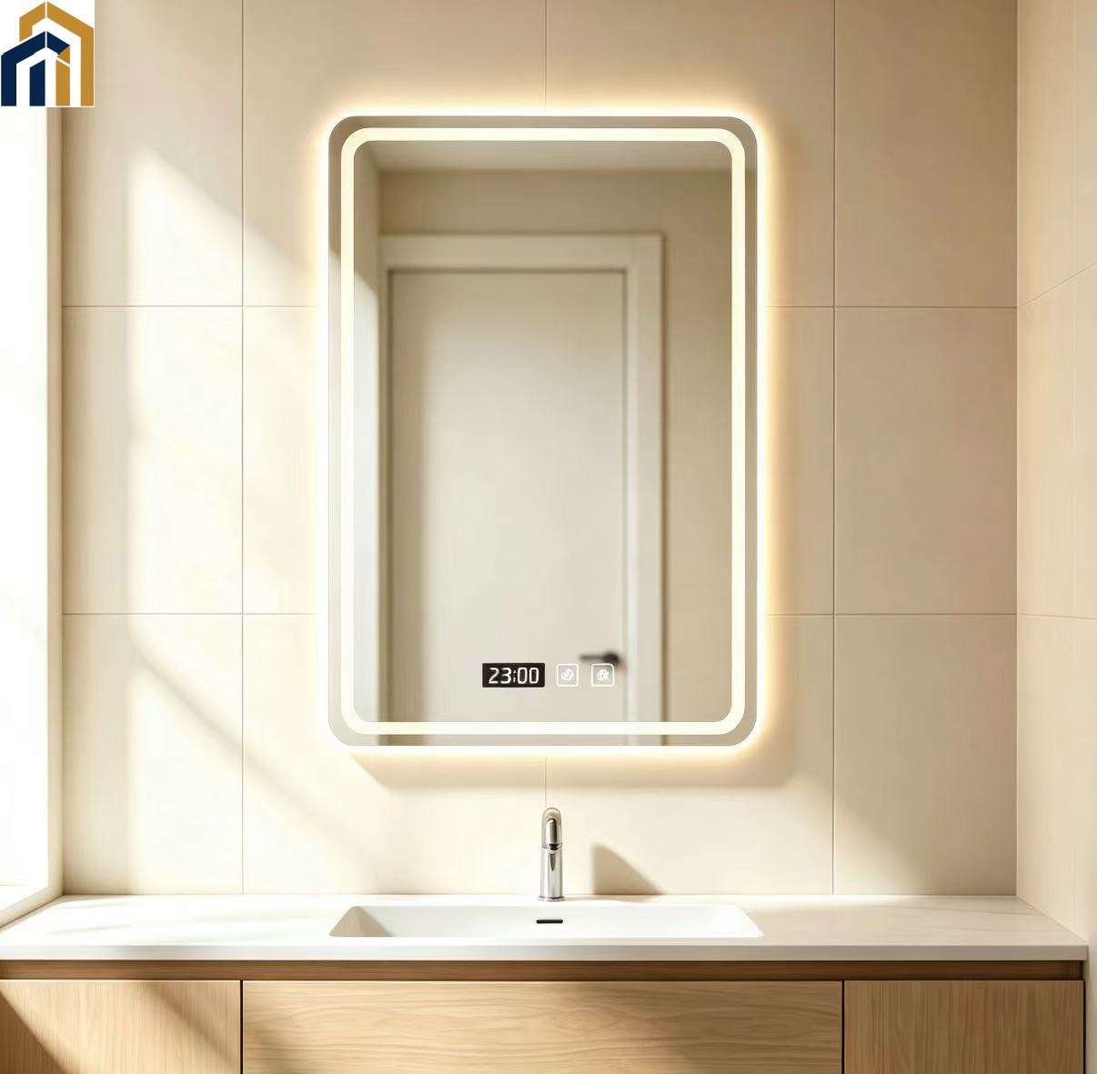 Smart LED anti-fog bathroom mirror