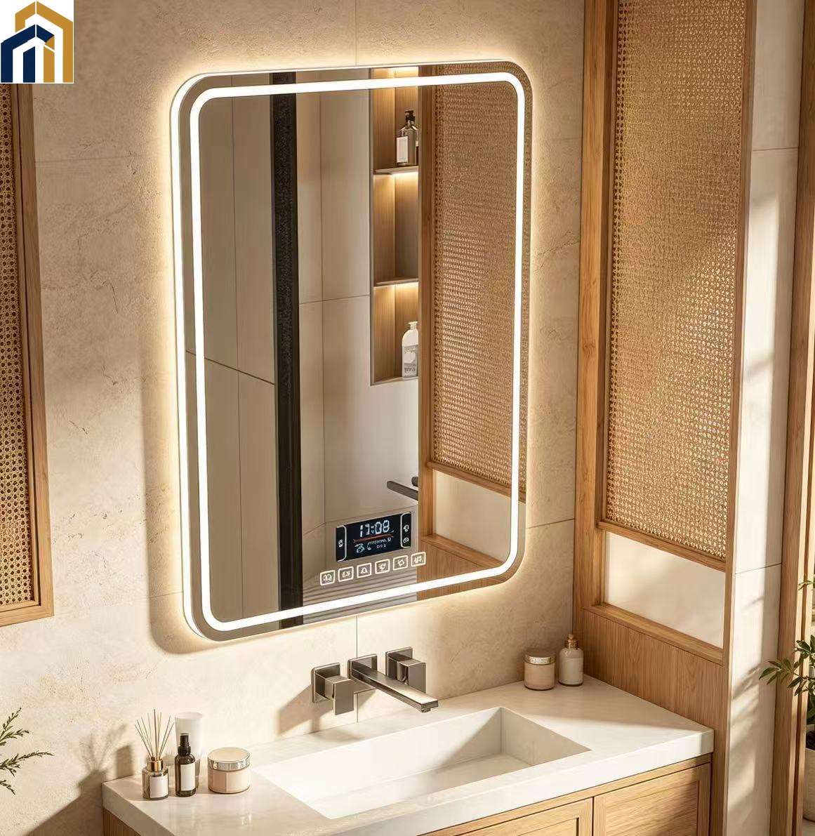 Smart LED anti-fog bathroom mirror