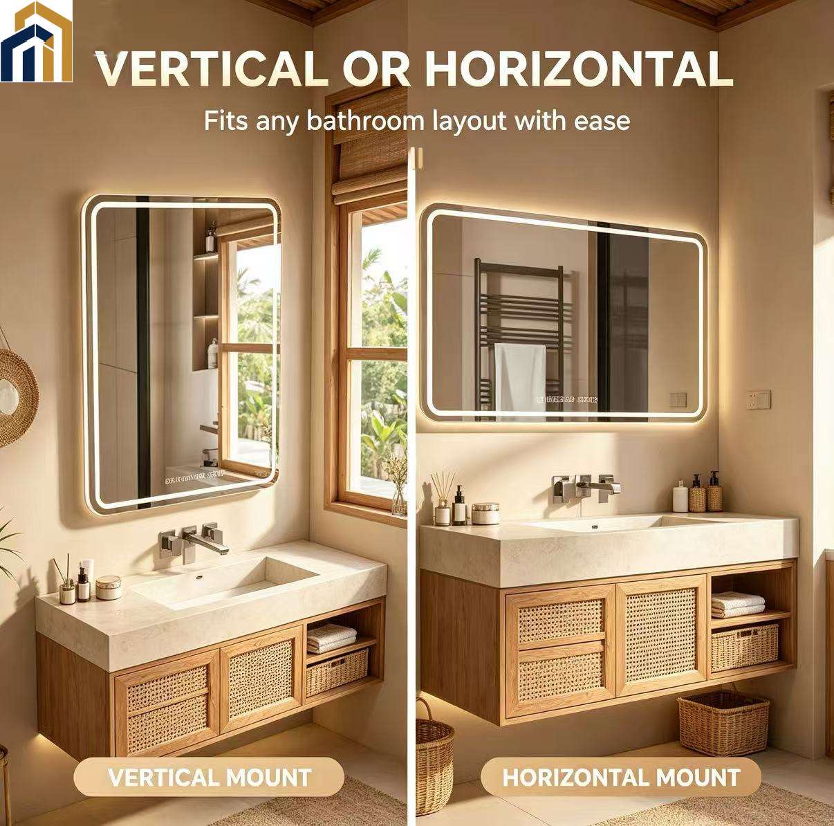 Smart LED anti-fog bathroom mirror