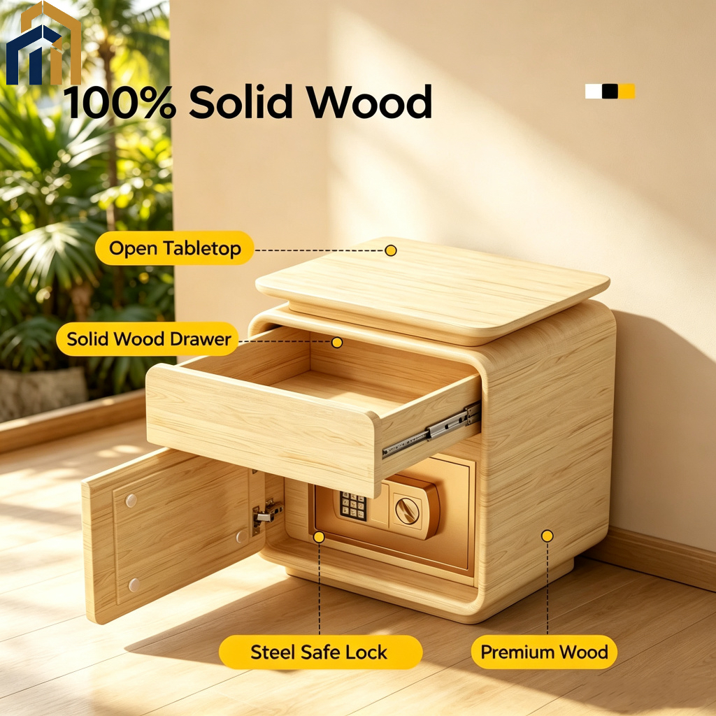 Nightstand with Built‑in All‑steel Safe
