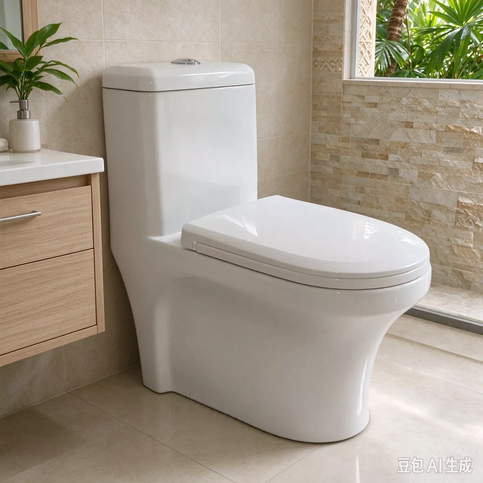 Integrated ceramic toilet
